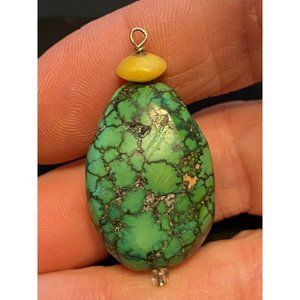 Spiderweb Matrix Turquoise Teardrop Pendant 12g -Bluegreen